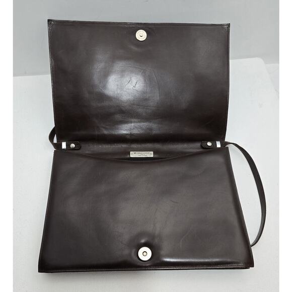 Vintage 1980s Charles Jourdan Paris Brown Leather Flap Crossbody Purse/Clutch - Picture 2 of 9